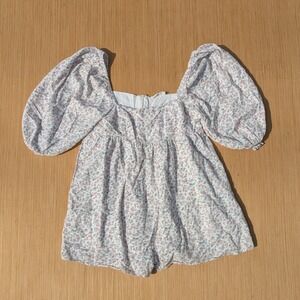 Storia Romper Floral Cottagecore‎ Puff Sleeve Square Neck Mini Women's Small